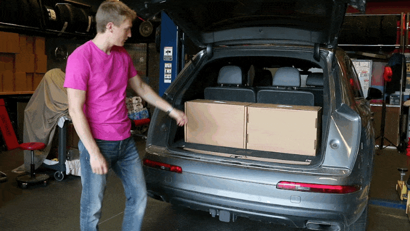 2018 Audi Q7 Cargo E And Storage Review Car Driver We Use Carry On Luggage Sized Bo To Measure Cargo Capacity Here Show The Room Behind Third Row Of Seats