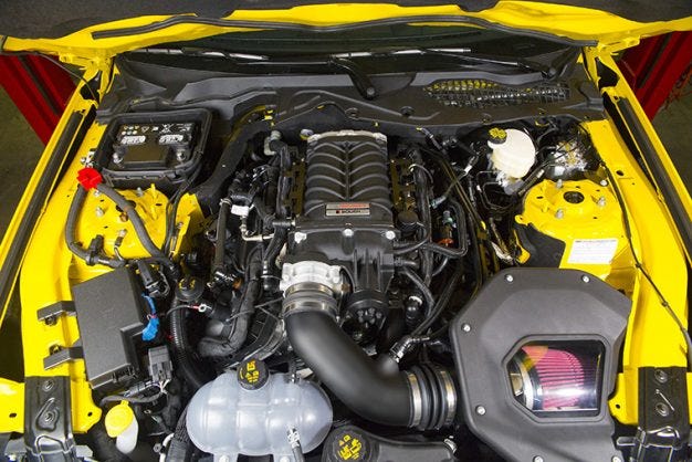 Ford Roush Supercharger Kit Gives 2018 Mustang Gt V 8 700 Hp News System Of The 2018 5 0 Liter V 8 With Either An Automatic Or Manual Transmission Supercharger S 12 Psi Boost Pushes Output In Mustang Gt