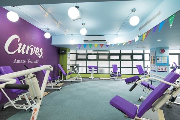 Room, Purple, Interior design, Ceiling, Exercise equipment, Physical fitness, Exercise machine, Violet, Gym, Exercise, 