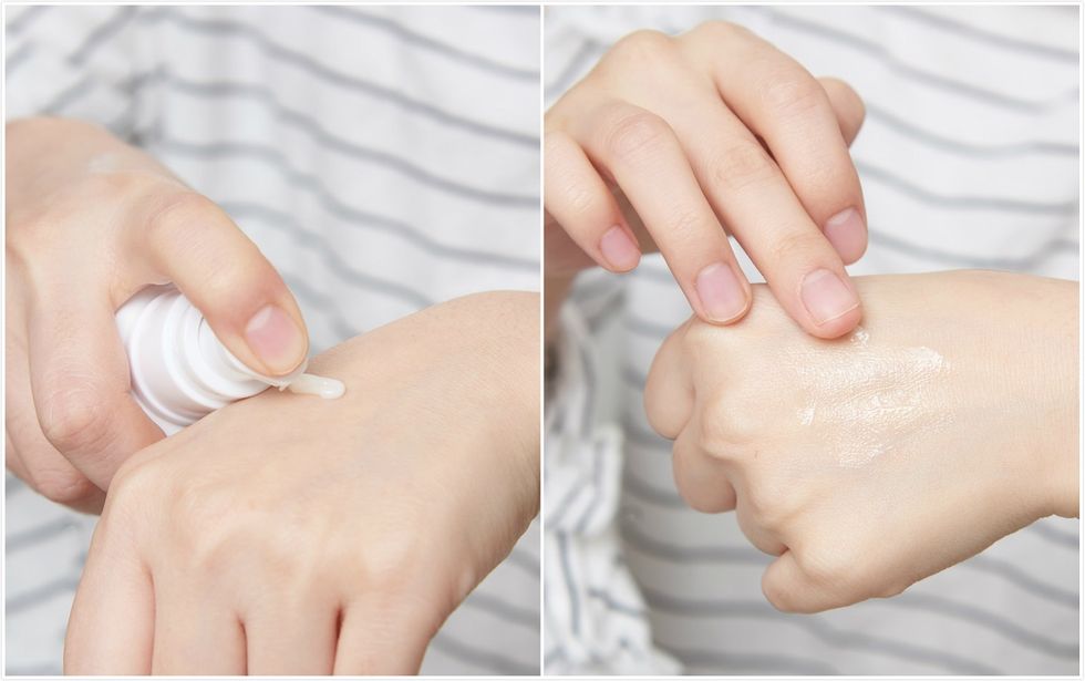 Skin, Hand, Nail, Finger, Gesture, Skin care, Cream, 