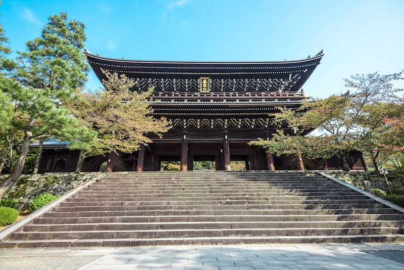 Chinese architecture, Nature, Blue, Stairs, Architecture, Property, Japanese architecture, Landmark, Botany, Place of worship, 