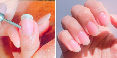 Finger, Fluid, Skin, Liquid, Nail, Pink, Thumb, Nail care, Manicure, Nail polish, 