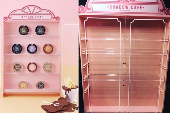 Pink, Peach, Shelf, Tan, Shelving, Display case, Collection, Plastic, 