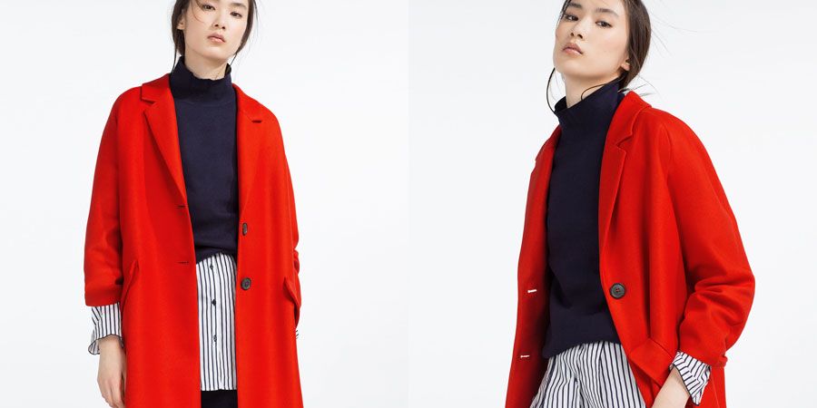Collar, Sleeve, Textile, Red, Standing, Pattern, Style, Orange, Coat, Blazer, 