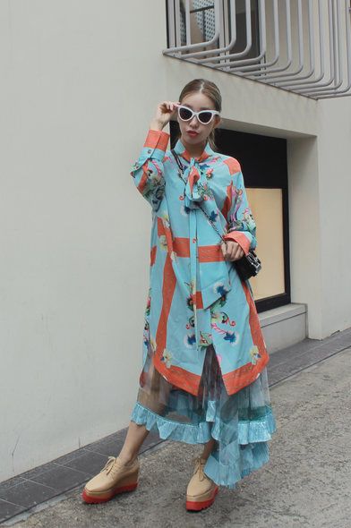 Clothing, Sleeve, Sunglasses, Street fashion, Goggles, Dress, Teal, Turquoise, Pattern, One-piece garment, 