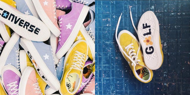 Footwear, Yellow, Shoe, Plimsoll shoe, Font, Sneakers, Brand, Athletic shoe, 