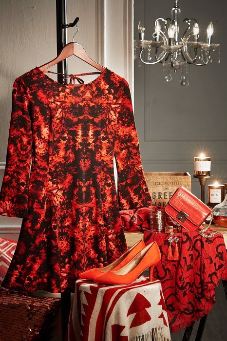 Sleeve, Textile, Red, Dress, Clothes hanger, Carmine, Fashion, Light fixture, Pattern, Interior design, 