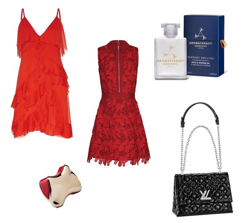 Product, Red, Pattern, Dress, Carmine, Bag, One-piece garment, Shoulder bag, Design, Day dress, 