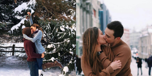 Winter, Kiss, Jeans, Interaction, Love, Romance, Snow, People in nature, Jacket, Honeymoon, 