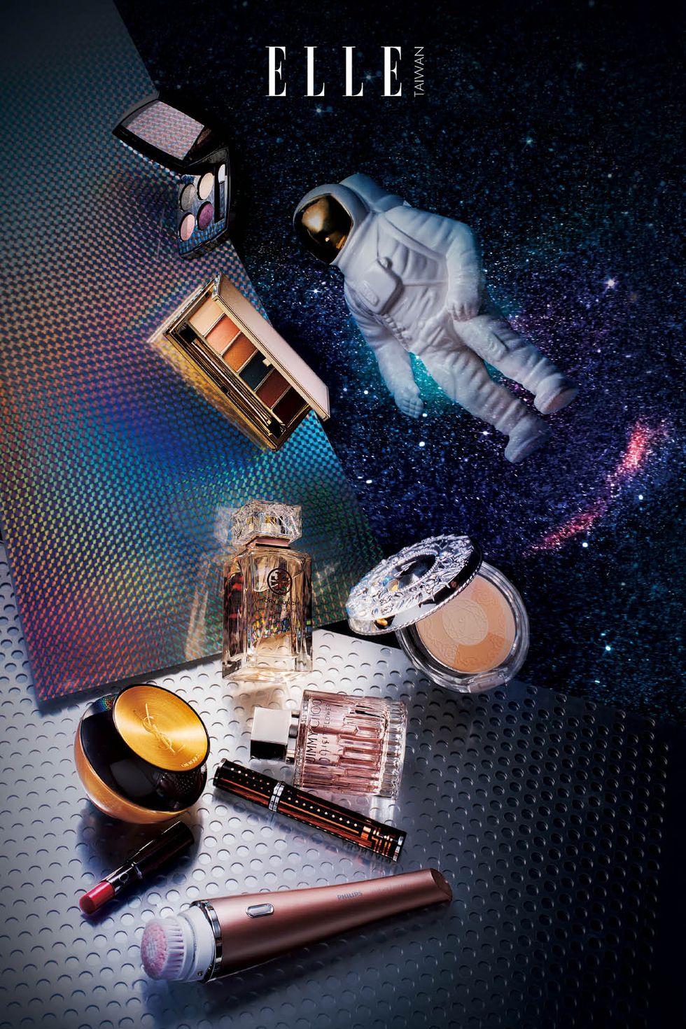 Technology, Space, Perfume, Still life photography, Cosmetics, Toy, Figurine, Spacecraft, Astronaut, 