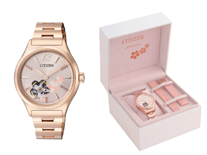 Product, Brown, Analog watch, Watch, Glass, Pink, Watch accessory, Font, Fashion accessory, Box, 