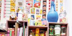 Shelf, Shelving, Room, Collection, Publication, Paint, Food storage containers, Bottle, Plastic, Porcelain, 