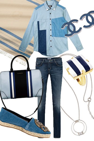 Blue, Collar, Sleeve, Dress shirt, Denim, Textile, Pocket, Clothes hanger, Chain, Button, 