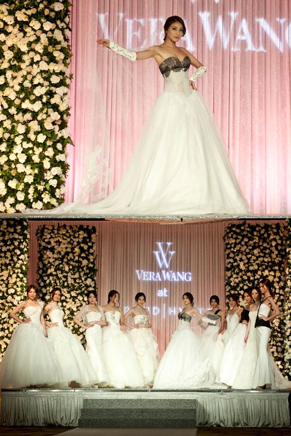 Clothing, Event, Textile, Dress, Entertainment, Formal wear, Pink, Gown, Performing arts, Wedding dress, 
