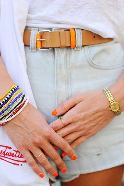 Finger, Wrist, Hand, Joint, Orange, Nail, Style, Fashion accessory, Fashion, Tan, 