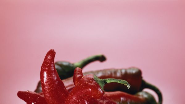 Ingredient, Red, Bell peppers and chili peppers, Food, Bird's eye chili, Produce, Carmine, Spice, Vegetable, Chili pepper, 