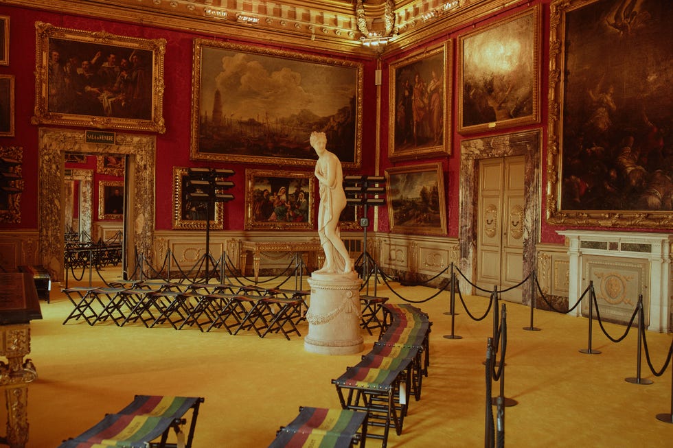 Room, Building, Interior design, Palace, Ballroom, Visual arts, Tourist attraction, Art, Architecture, Furniture, 