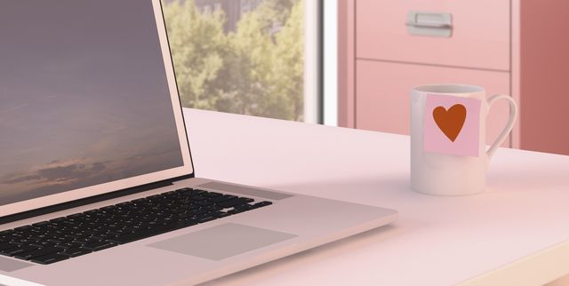 Laptop, Pink, Desk, Product, Computer desk, Electronic device, Technology, Computer, Furniture, Table, 