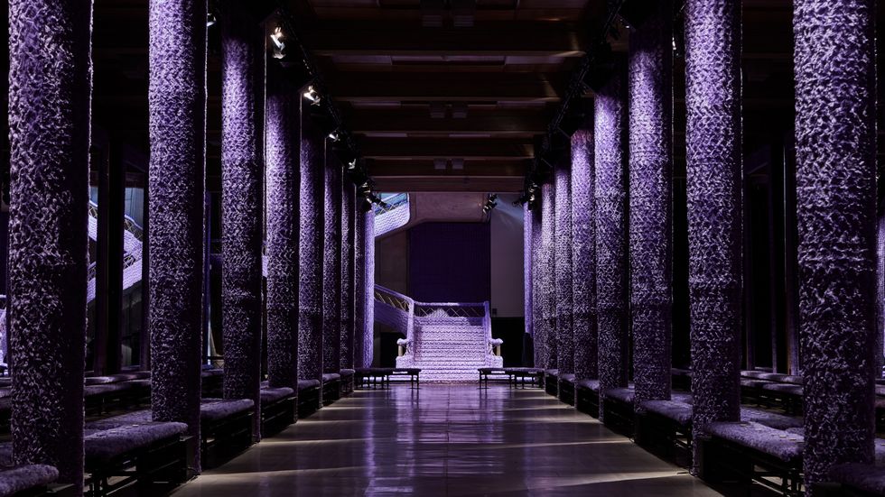 Purple, Column, Light, Architecture, Aisle, Building, Symmetry, 