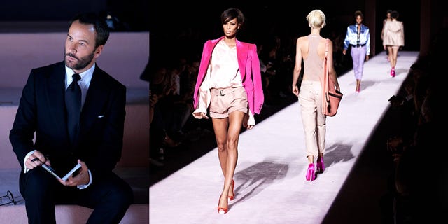 Fashion model, Fashion, Clothing, Pink, Runway, Fashion show, Fashion design, Blazer, Outerwear, Suit, 