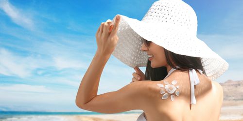Skin, Sun tanning, Vacation, Beauty, Sun hat, Summer, Hat, Bikini, Fun, Sunlight, 
