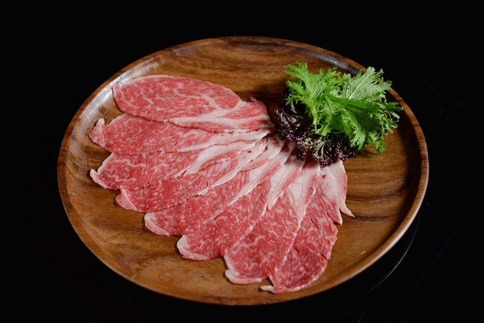 Food, Kobe beef, Cuisine, Dish, Meat, Red meat, Yakiniku, Salt-cured meat, Animal fat, Flesh, 