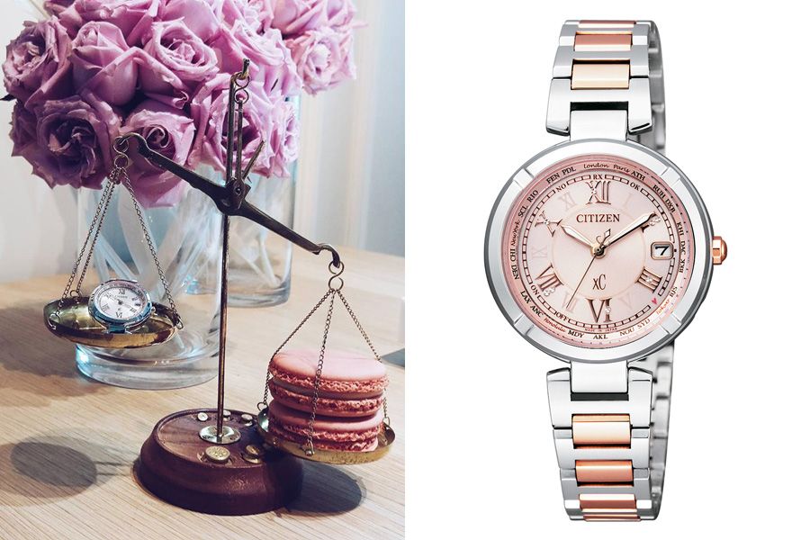 Product, Analog watch, Watch, Petal, Pink, Bouquet, Glass, Watch accessory, Purple, Magenta, 