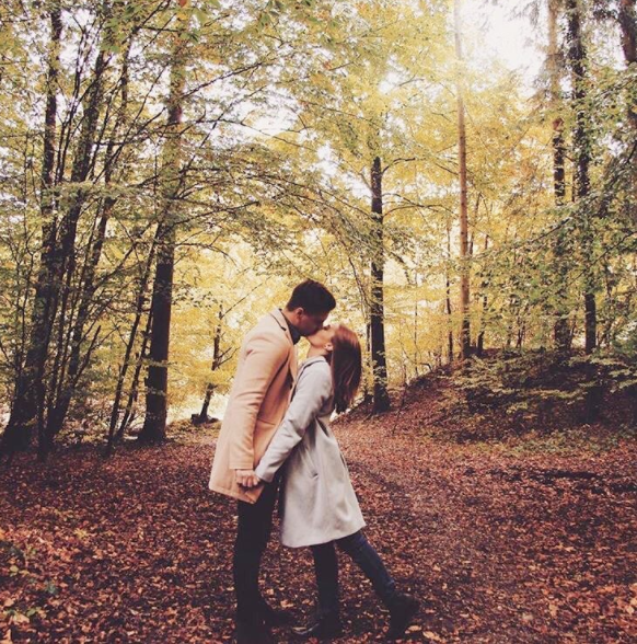 Deciduous, Coat, People in nature, Romance, Interaction, Forest, Love, Woodland, Dress, Autumn, 