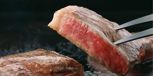 Food, Red meat, Animal fat, Dish, Kobe beef, Cuisine, Veal, Rump cover, Beef, Grilling, 