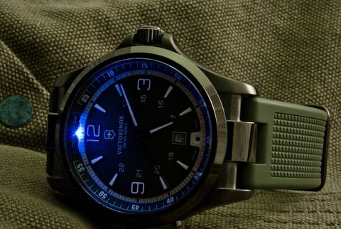 The Victorinox Swiss Army Night Vision LED illuminated watch