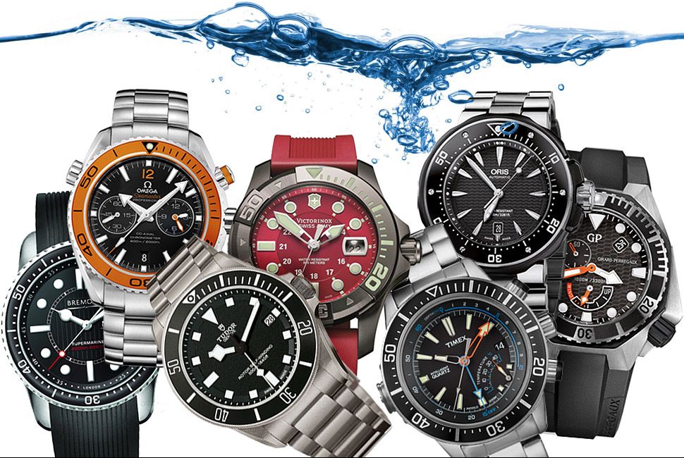 analog dive watch with depth gauge