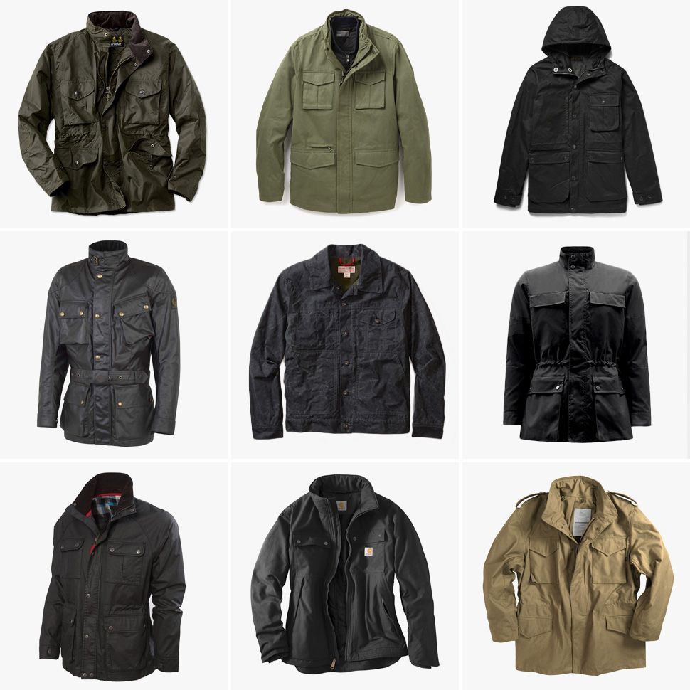 waxed cotton field jacket mens