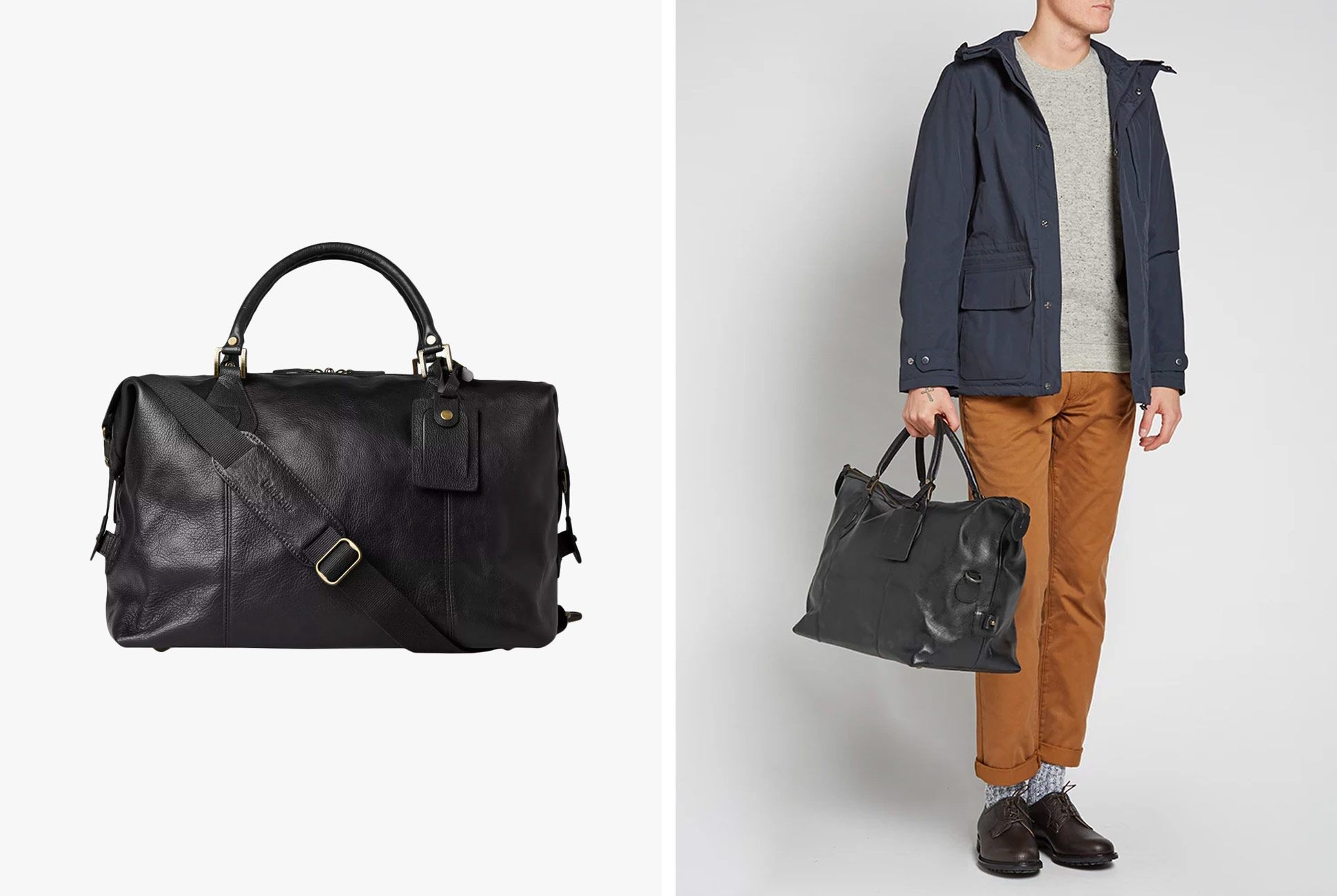 barbour leather weekend bag