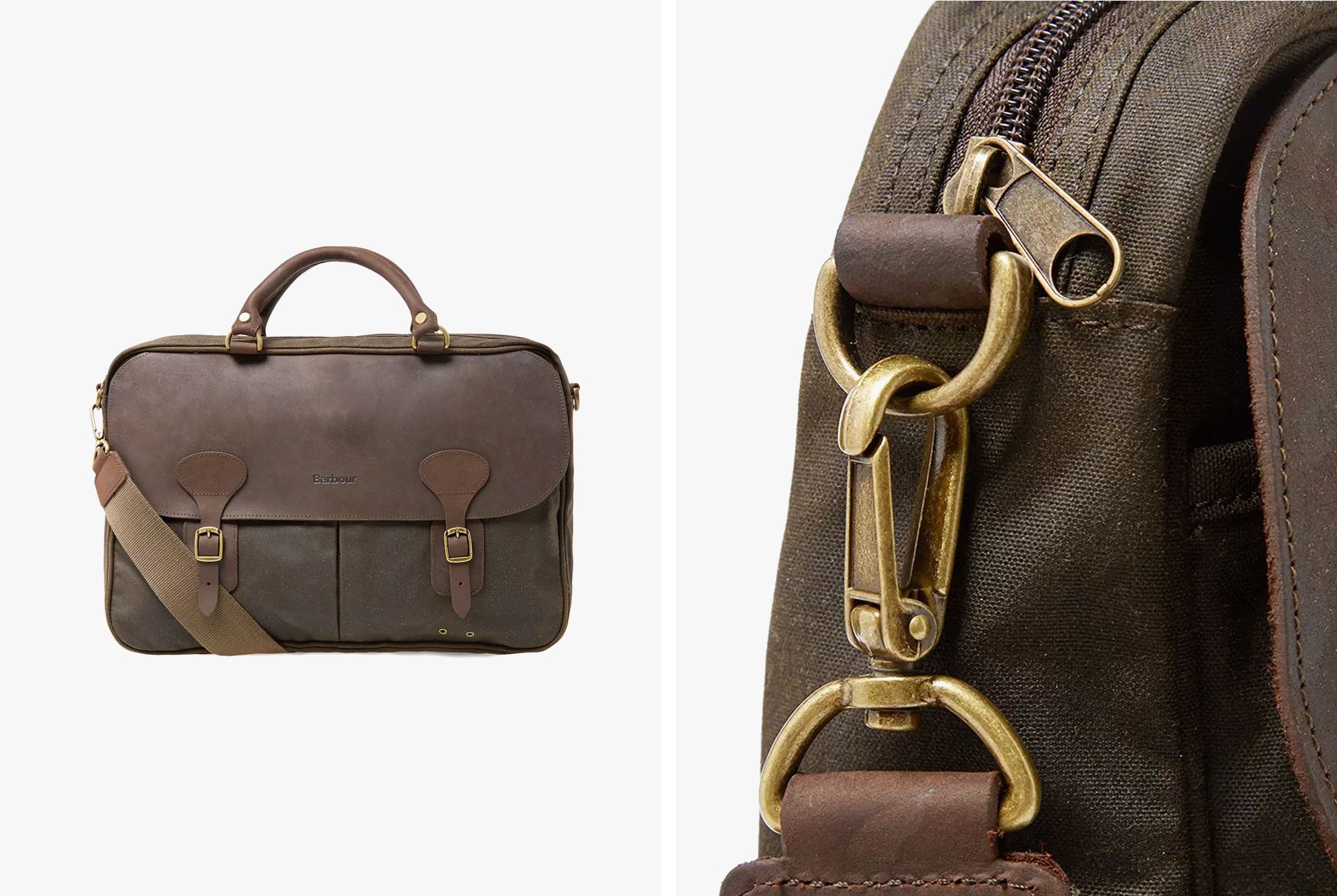 barbour waxed cotton briefcase