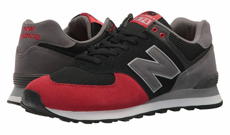 new balance 574 black with team red