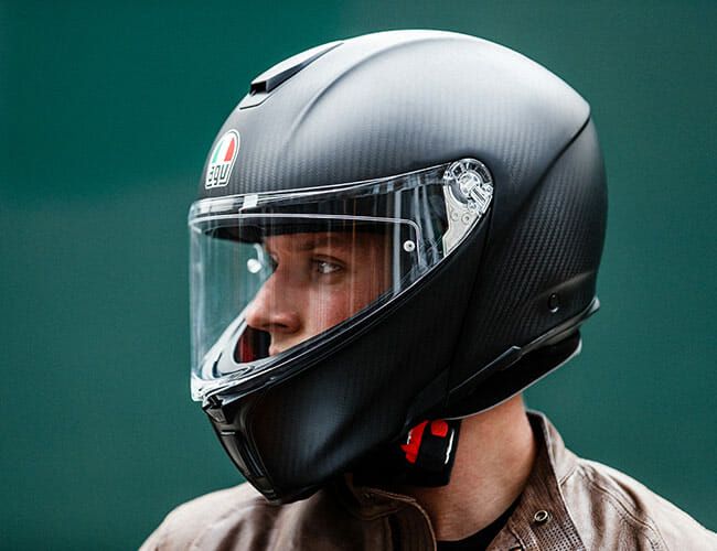 agv carbon flip front helmet