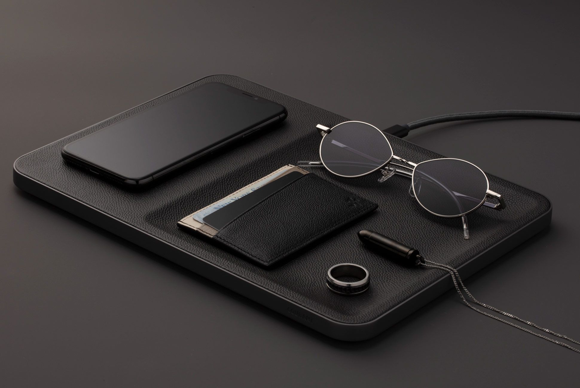 This Elegant Leather Wireless Charger, Leather Charging Valet