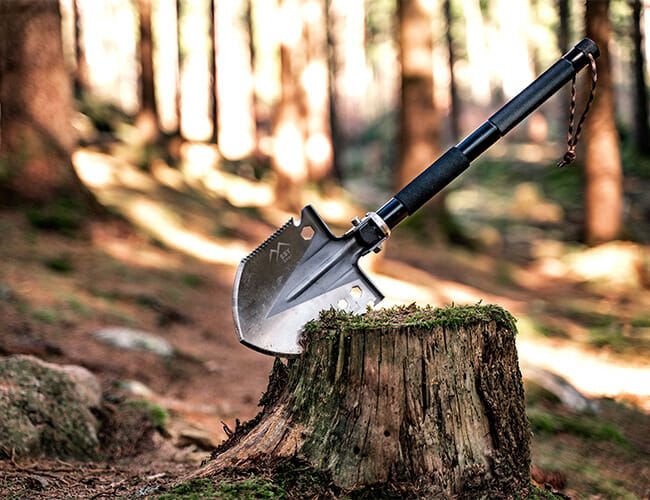 camp shovel axe saw