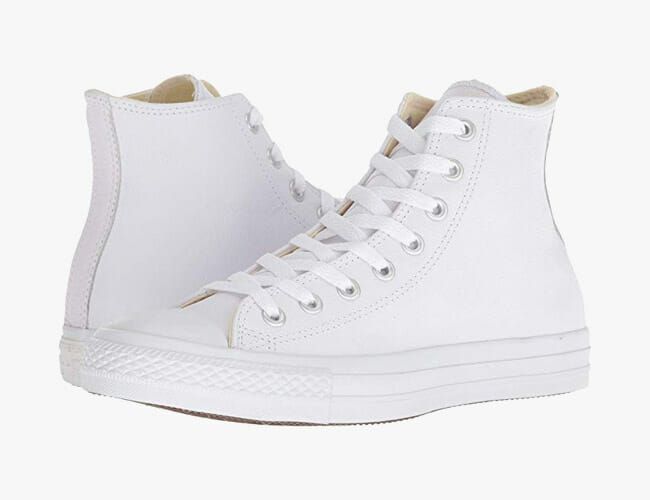 plain white leather sneakers