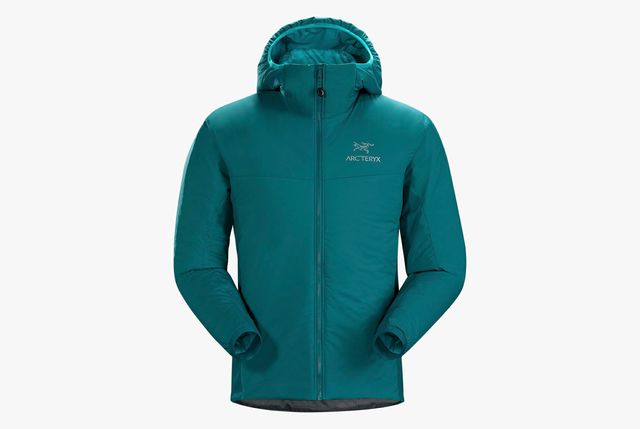 a teal zippered puffy jacket