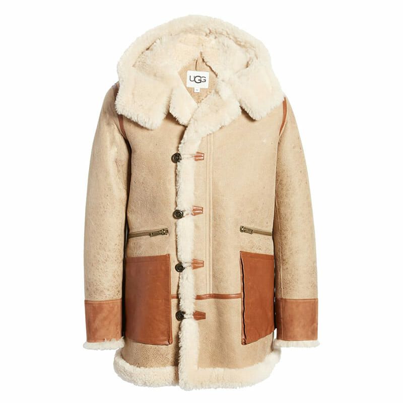 yates shearling hooded coat