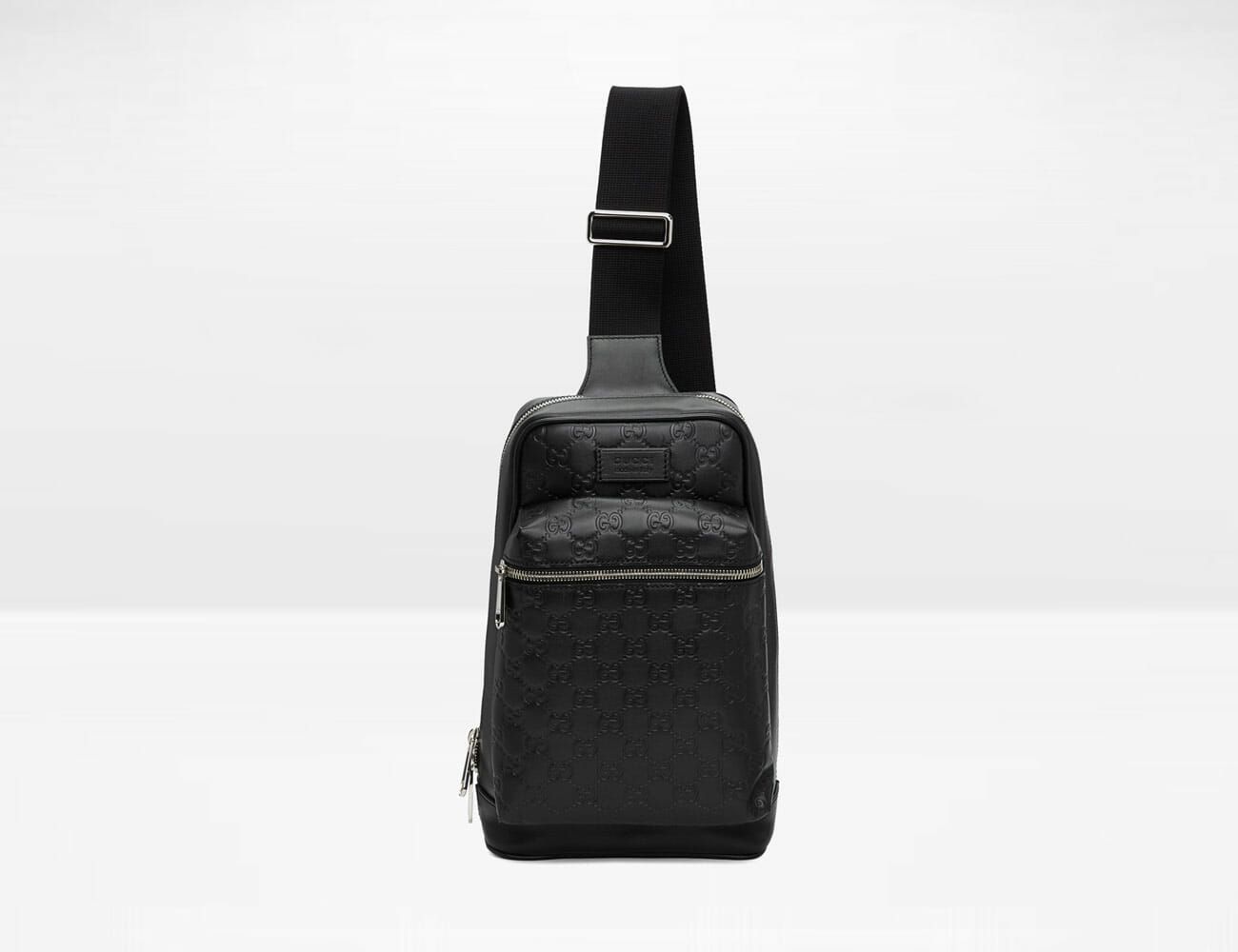 gucci black signature messenger bag