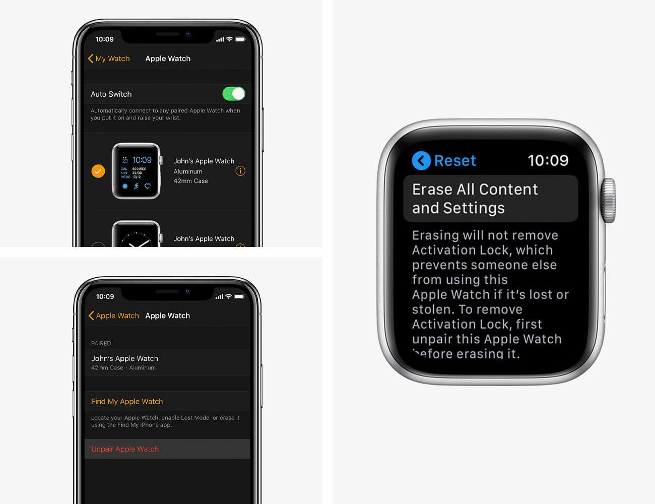 resetting apple watch to factory settings