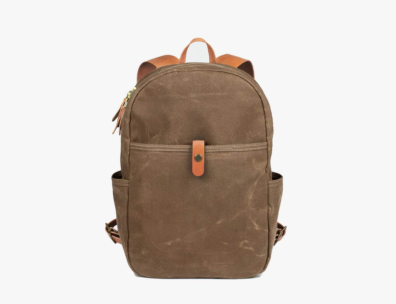 canvas backpack with water bottle pocket