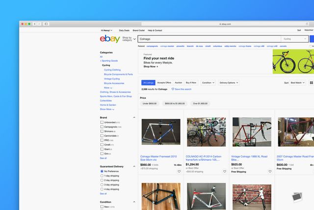 a screenshot of used bike listings on ebay