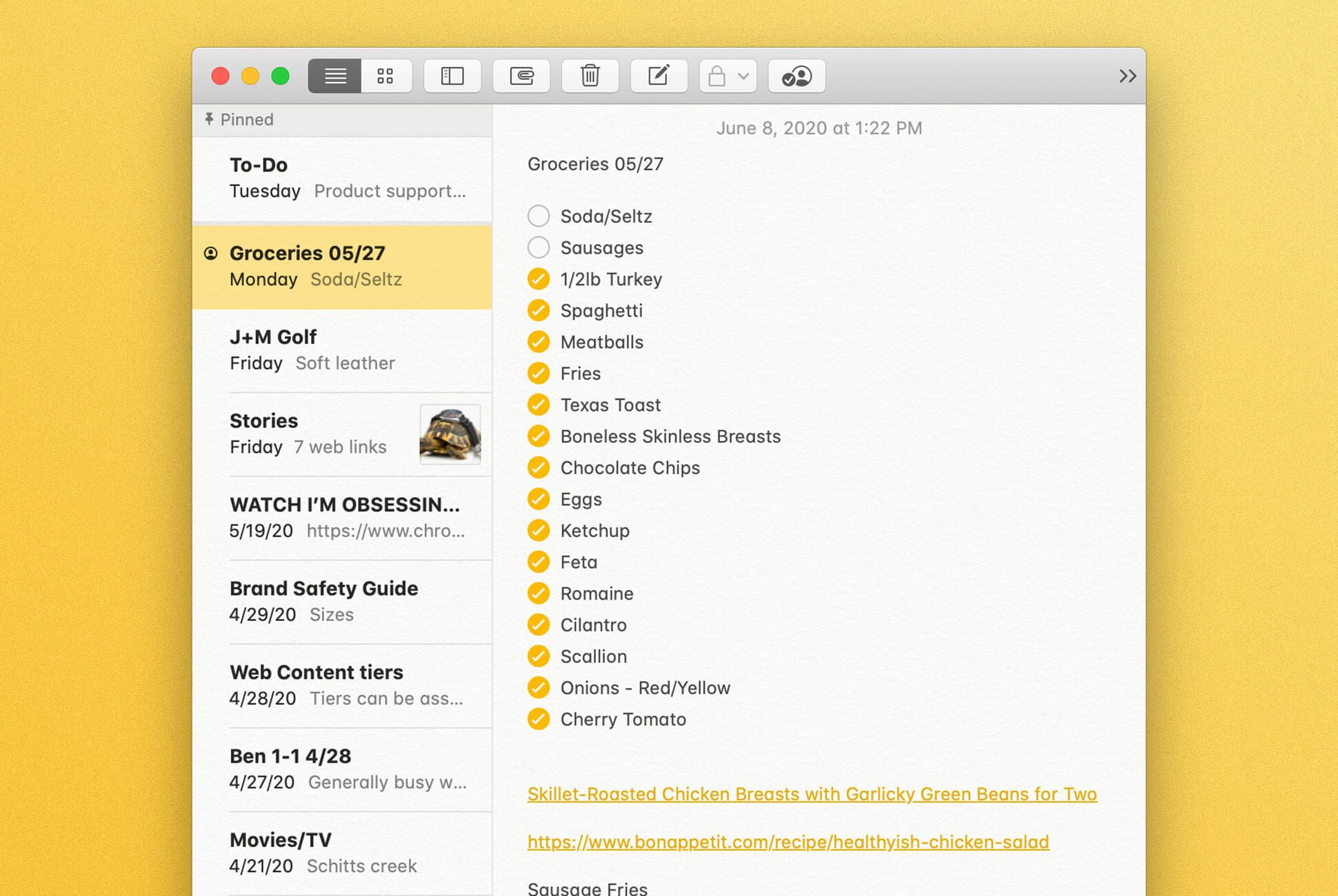 turn on sharing notes app for mac