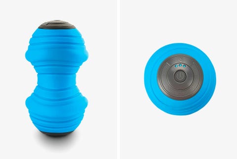 a blue foam roller