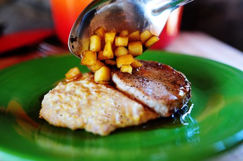 Pork Chops With Apples Creamy Bacon Cheese Grits