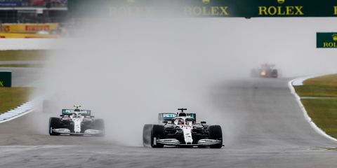 Lewis Hamilton and Valtteri Bottas of Mercedes were nowhere to be seen when Max Verstappen crossed the finish line.
