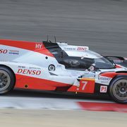 WEC points leaders Mike Conway, Kamui Kobayashi and José María López race to the win in Bahrain on Saturday.
